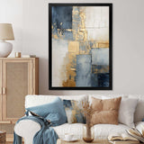 Blue And Gold Minimalism Scandinavian - Landscapes Canvas Wall Art