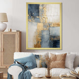 Blue And Gold Minimalism Scandinavian - Landscapes Canvas Wall Art