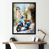 Blue Urban Scooter Vibes - Scooter Canvas Wall Art