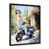 Blue Urban Scooter Vibes - Scooter Canvas Wall Art