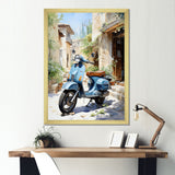 Blue Urban Scooter Vibes - Scooter Canvas Wall Art
