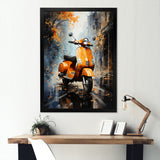 Orange Urban Scooter Vibes - Scooter Canvas Wall Art