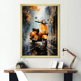 Orange Urban Scooter Vibes - Scooter Canvas Wall Art