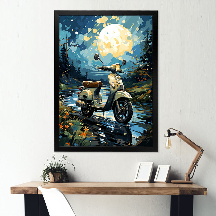 Urban Nightly Scooter Vibes - Scooter Canvas Wall Art