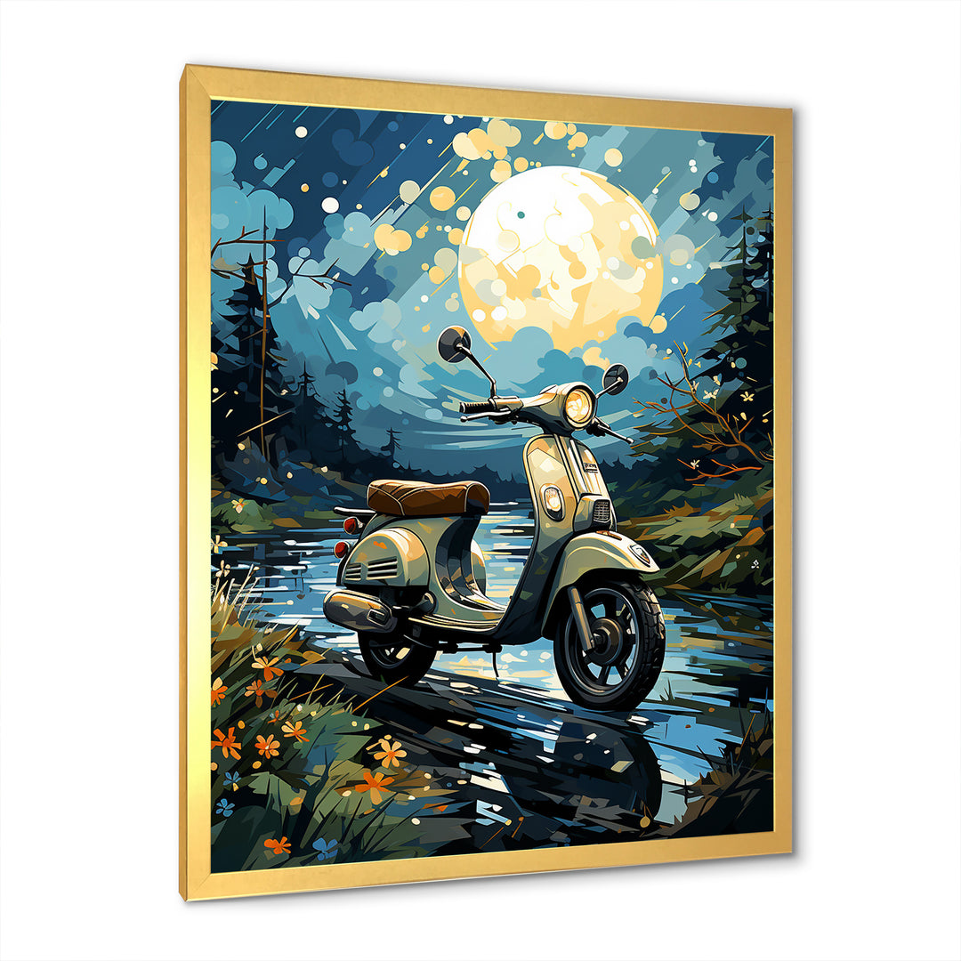 Urban Nightly Scooter Vibes - Scooter Canvas Wall Art