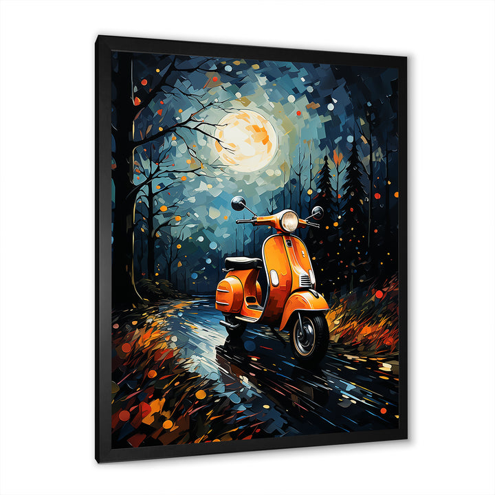 Night Streets And Scooters - Scooter Canvas Wall Art