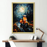 Night Streets And Scooters - Scooter Canvas Wall Art