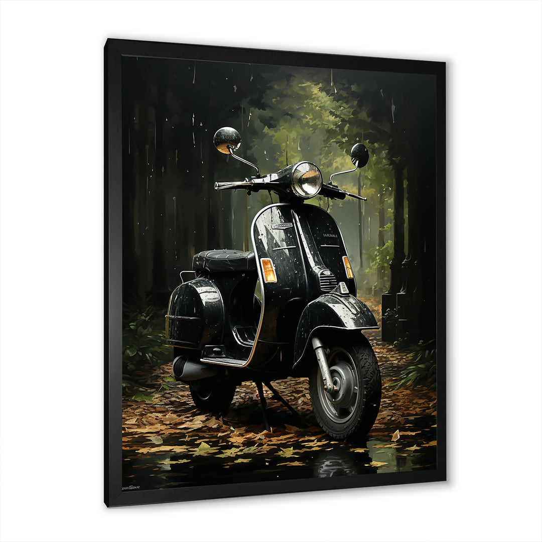 Forest Path And Scooters - Scooter Canvas Wall Art