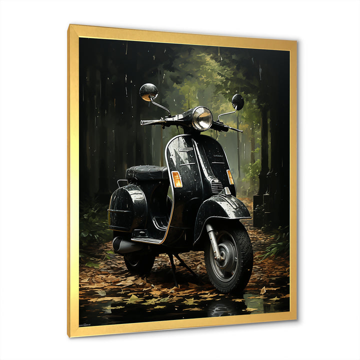 Forest Path And Scooters - Scooter Canvas Wall Art