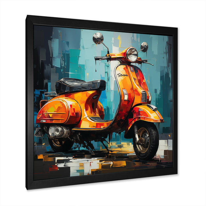 Pop Art Scooter Commute - Scooter Canvas Wall Art