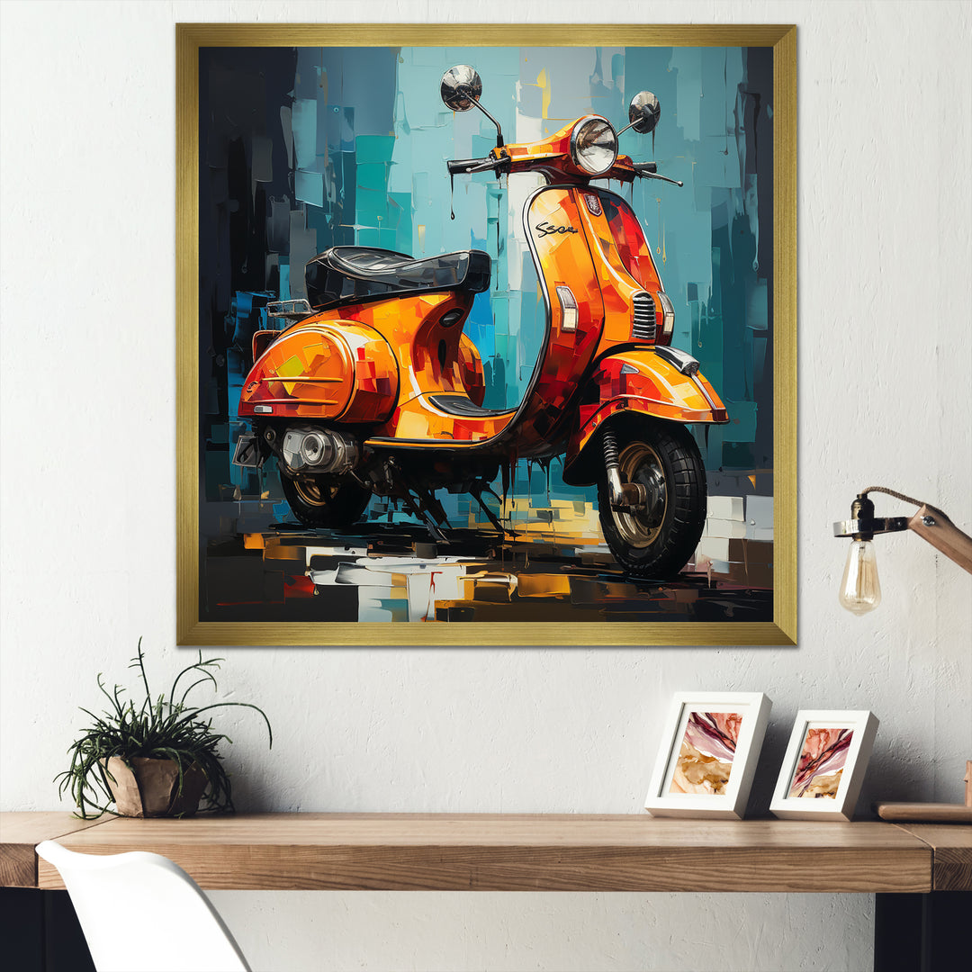 Pop Art Scooter Commute - Scooter Canvas Wall Art