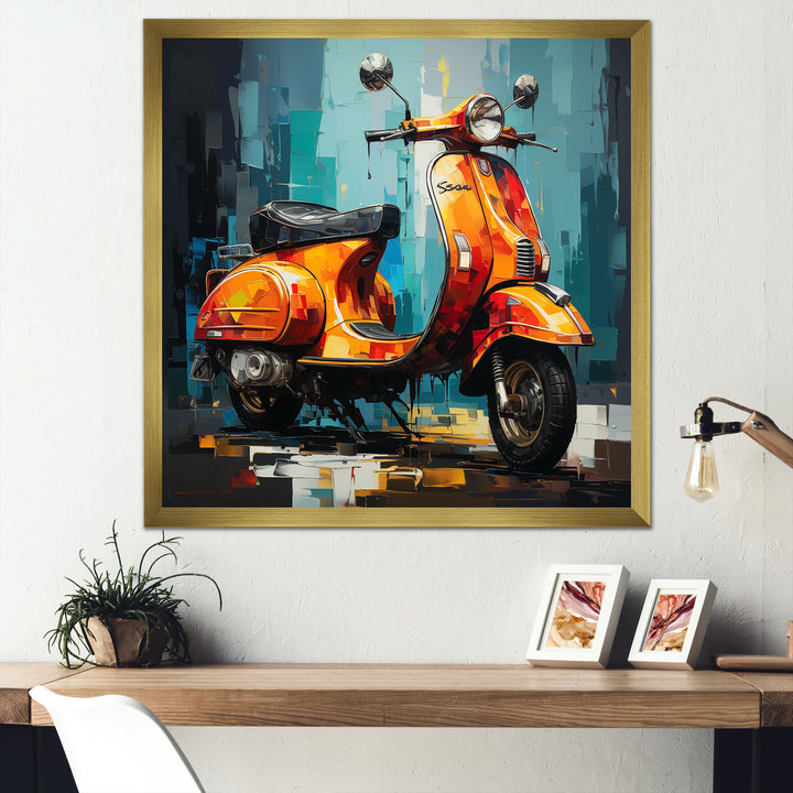 Pop Art Scooter Commute - Scooter Canvas Wall Art