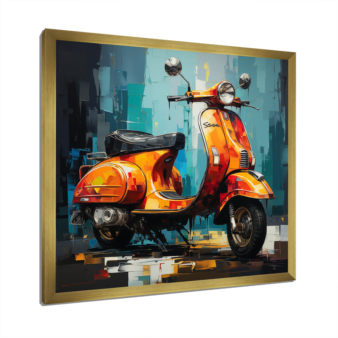 Pop Art Scooter Commute - Scooter Canvas Wall Art