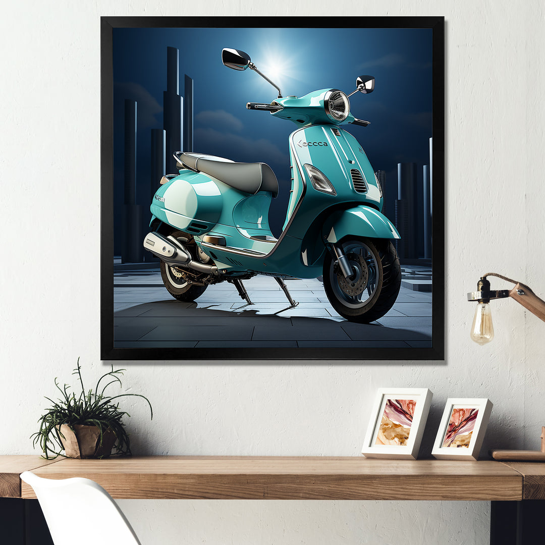 Vintage Vibrant Scooter - Scooter Canvas Wall Art