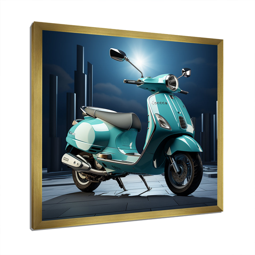 Vintage Vibrant Scooter - Scooter Canvas Wall Art