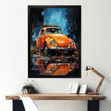 Beetle Car In The Cityscape - Car Vintage Canvas Wall Art