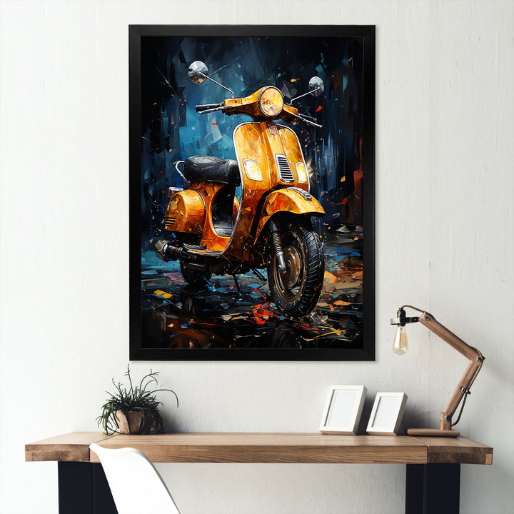 Scooter Serenity Nightly City - Scooter Canvas Wall Art