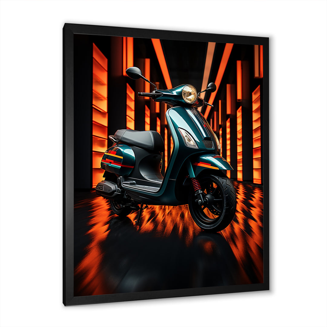 Scooter Serenity Neon Lights - Scooter Canvas Wall Art