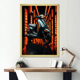 Scooter Serenity Neon Lights - Scooter Canvas Wall Art