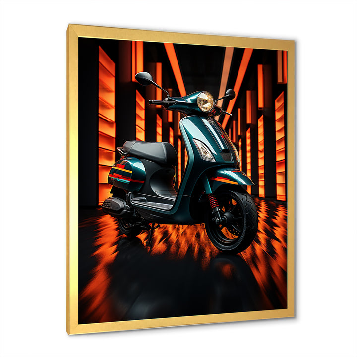 Scooter Serenity Neon Lights - Scooter Canvas Wall Art