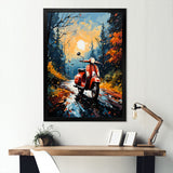Riding Scooter In The Country Autumn - Scooter Canvas Wall Art
