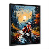 Riding Scooter In The Country Autumn - Scooter Canvas Wall Art