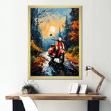 Riding Scooter In The Country Autumn - Scooter Canvas Wall Art