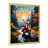 Riding Scooter In The Country Autumn - Scooter Canvas Wall Art