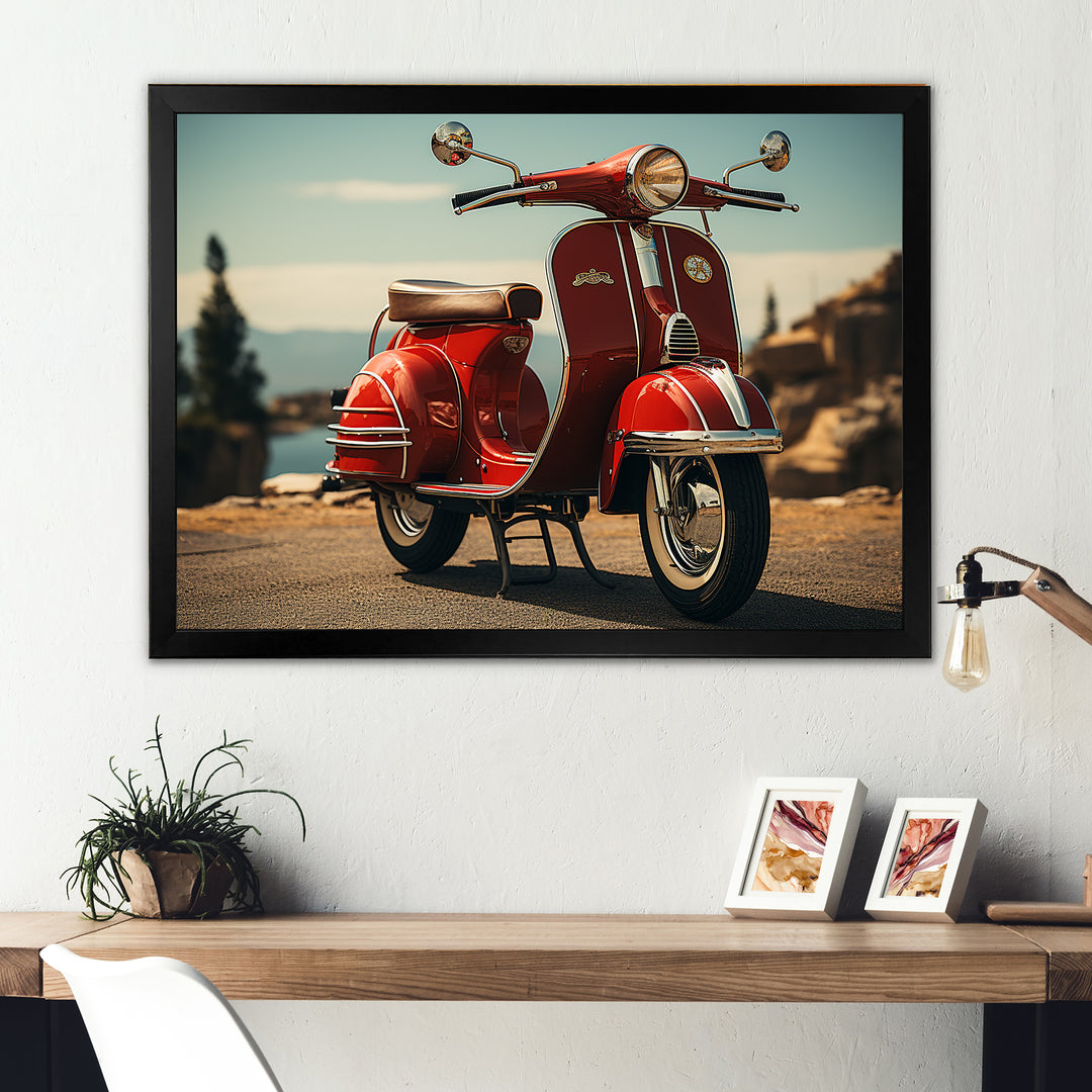 Retro Scooter Adventure - Scooter Canvas Wall Art