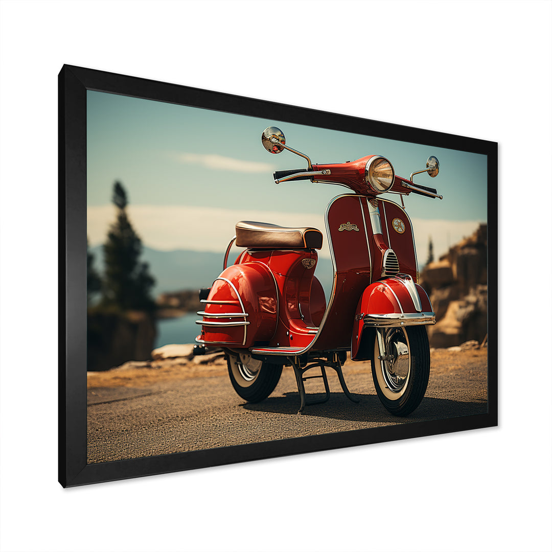 Retro Scooter Adventure - Scooter Canvas Wall Art