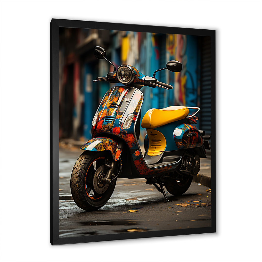 Urban Scooter Street Art - Scooter Canvas Wall Art