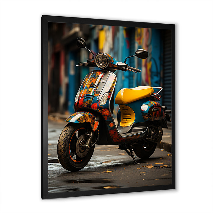 Urban Scooter Street Art - Scooter Canvas Wall Art