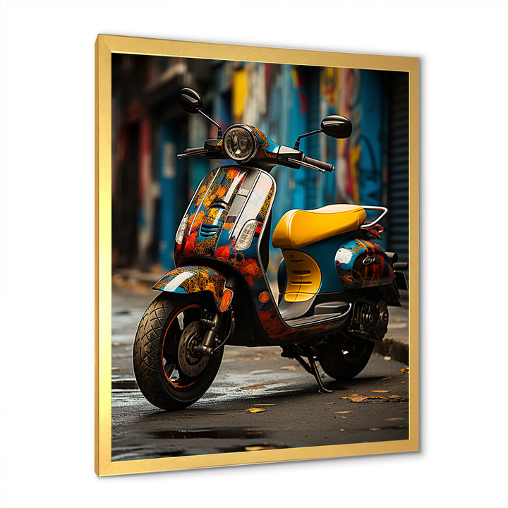 Urban Scooter Street Art - Scooter Canvas Wall Art