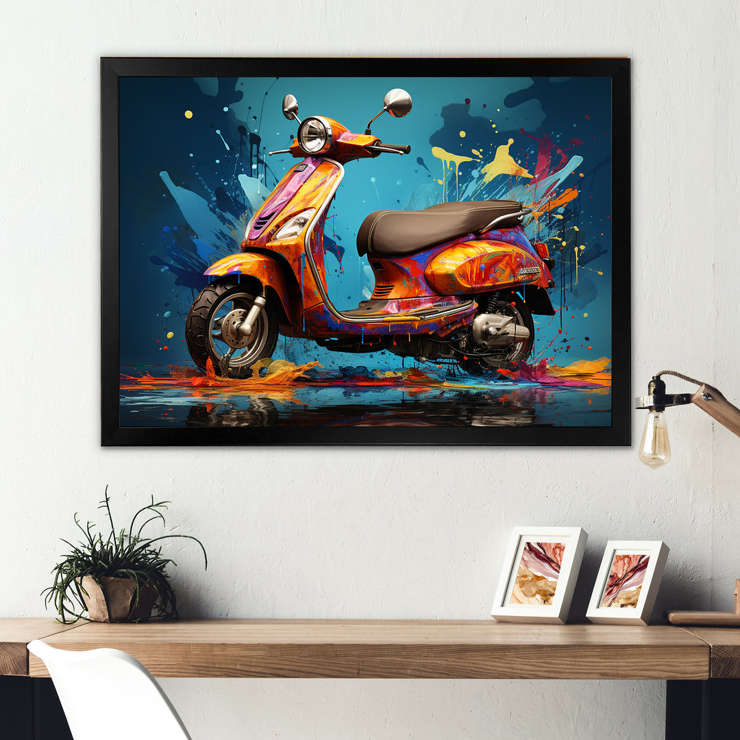 Graffiti Scooter Delight - Scooter Canvas Wall Art