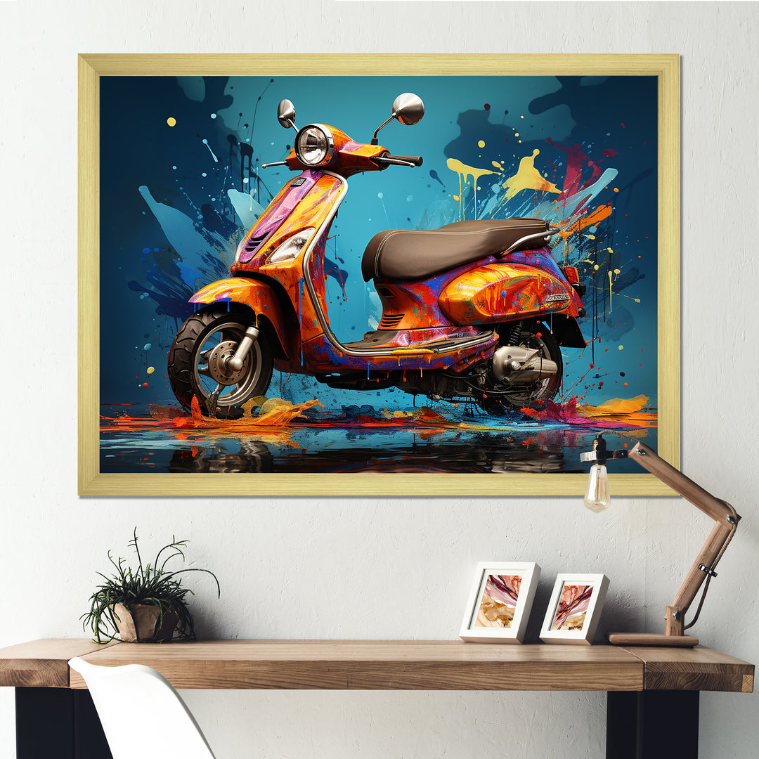 Graffiti Scooter Delight - Scooter Canvas Wall Art