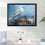 White And Blue Seagull Tranquility - White Seagull Wall Art