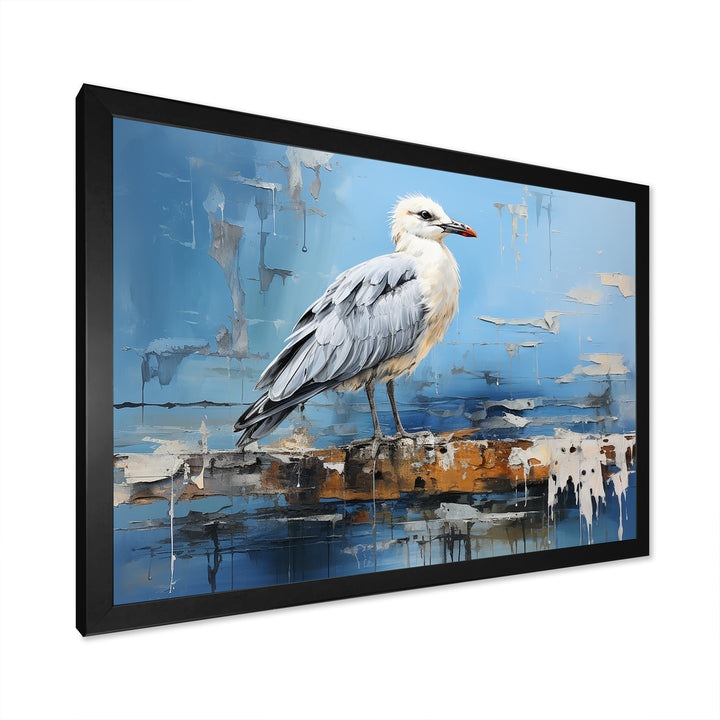 White And Blue Seagull Tranquility - White Seagull Wall Art