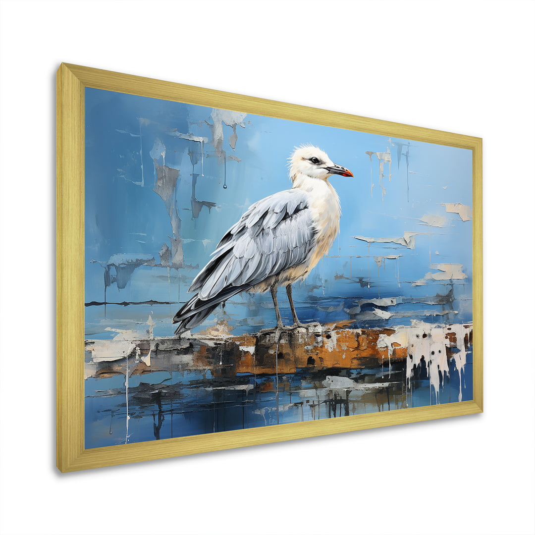 White And Blue Seagull Tranquility - White Seagull Wall Art