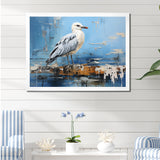 White And Blue Seagull Tranquility - White Seagull Wall Art