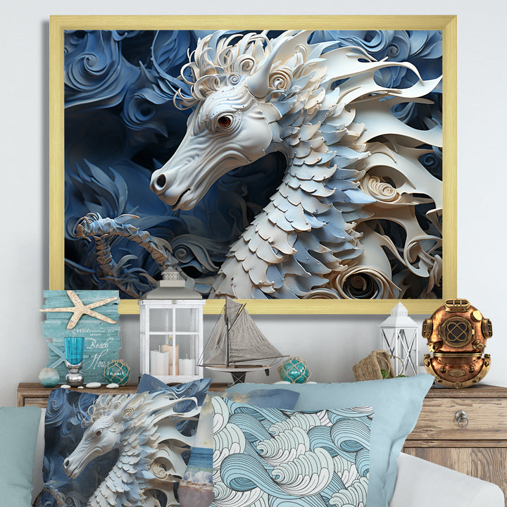 Underwater Seahorse Elegance - Seahorse Living Room Wall Art