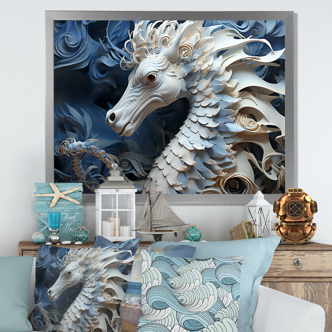 Underwater Seahorse Elegance - Seahorse Living Room Wall Art