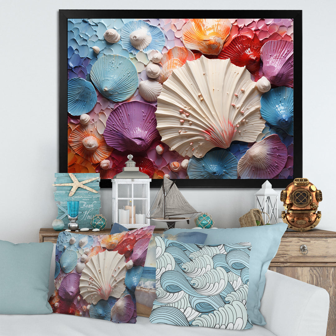 Coastal Seashell Tranquility - Multi-Color Seashell Wall Art