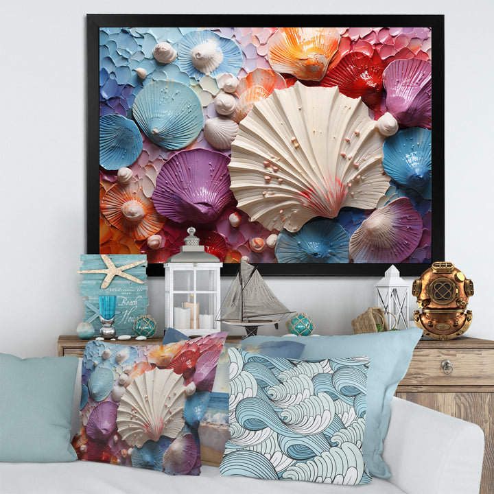 Coastal Seashell Tranquility - Multi-Color Seashell Wall Art