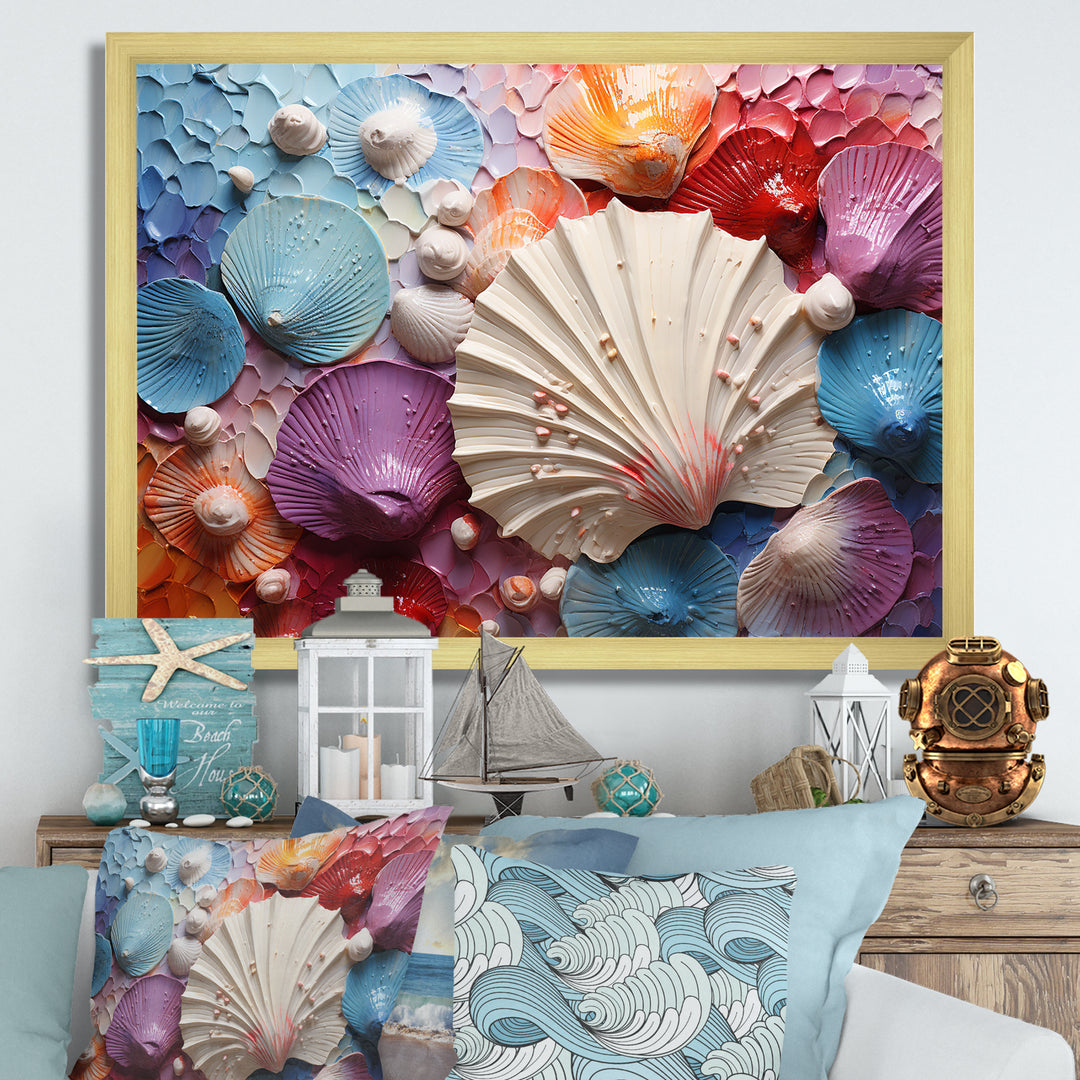 Coastal Seashell Tranquility - Multi-Color Seashell Wall Art