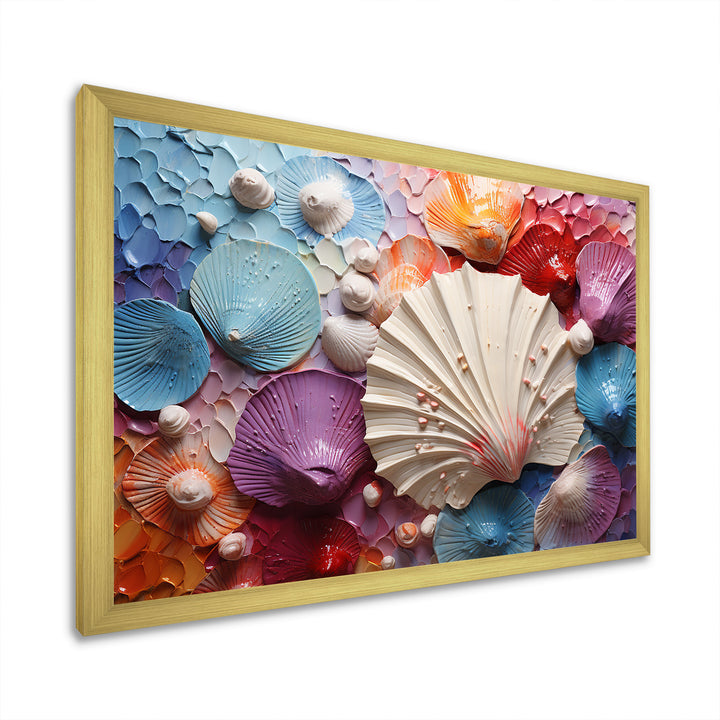 Coastal Seashell Tranquility - Multi-Color Seashell Wall Art