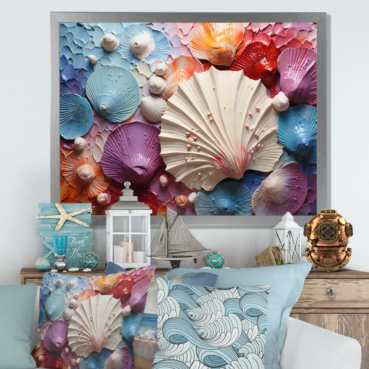 Coastal Seashell Tranquility - Multi-Color Seashell Wall Art