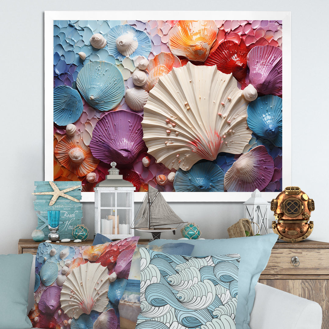 Coastal Seashell Tranquility - Multi-Color Seashell Wall Art