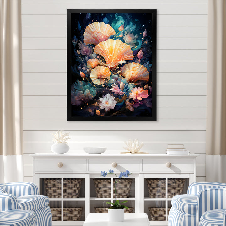 Seashells In A Cosmic Galaxy - Seashell Living Room Wall Art