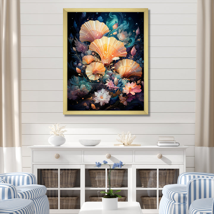 Seashells In A Cosmic Galaxy - Seashell Living Room Wall Art