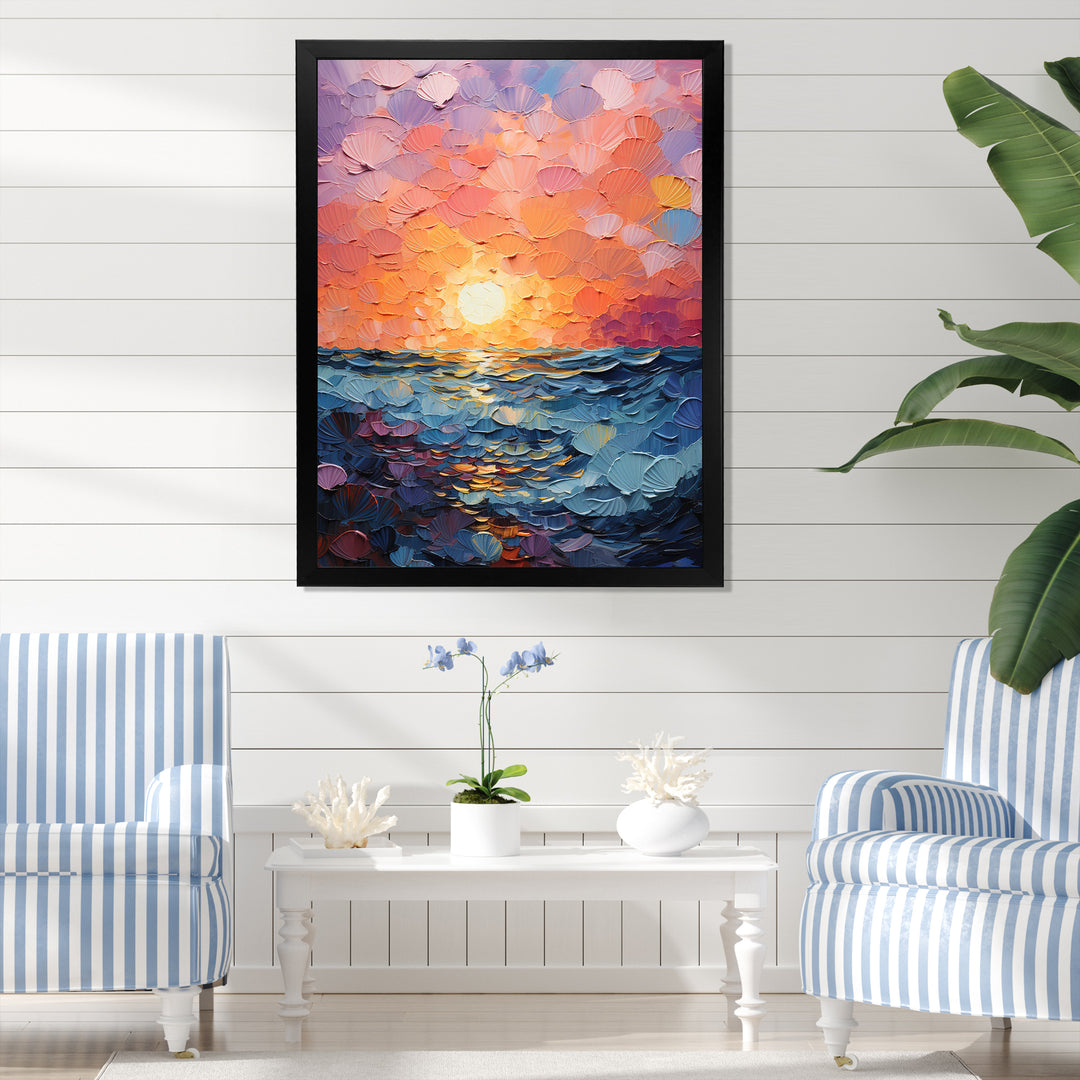 Coastal Harmony Dreamscape Sunset - Seashell Canvas Wall Art